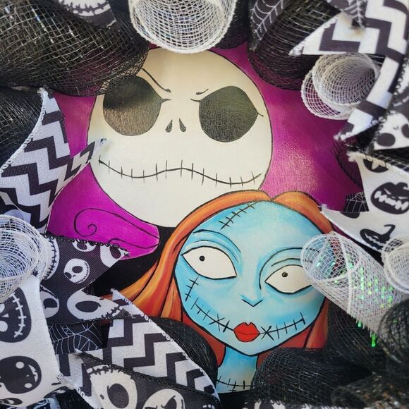 Jack and sally halloween wreath / nightmare before christmas - Picture 1 of 2